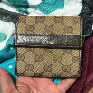 Gucci Tan and Brown Monogram Wallet